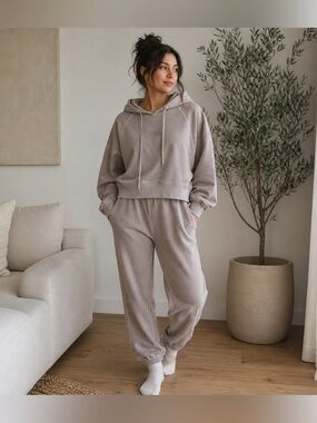 Organic Cotton Lounge Set – Beige/Taupe